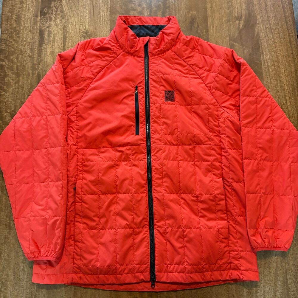 Dixxon Mens XL Red Quilted Puffer Jacket Insulated Full Zip Lightweight